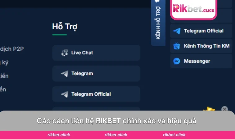 Liên Hệ Rikbet 1 Giao diện liên hệ chính thức của nhà cái rikbet