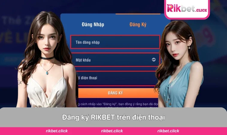 Đăng Ký Rikbet 3 Giao diện đăng ký bằng ứng dụng và trình duyệt trên điện thoại.