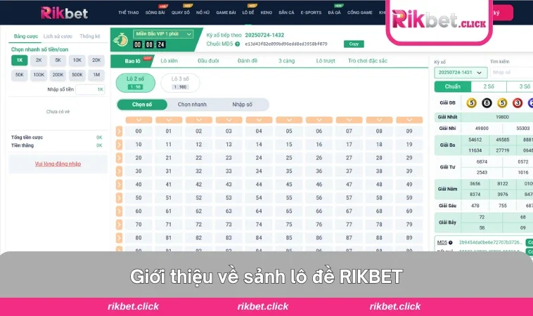 Lô Đề RIKBET 1 Giao diện sảnh lô đề tại rikbet thân thiện với người dùng