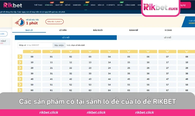 Lô Đề RIKBET 2 Bảng thống kê lô đề hỗ trợ người chơi tại