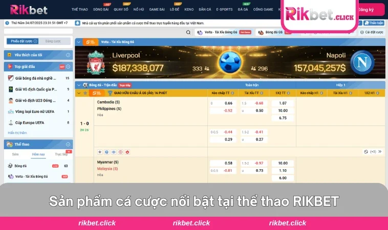 Các bộ môn thể thao phổ biến có mặt tại RIKBET