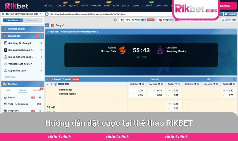 Các bước đặt cược thể thao đơn giản tại RIKBET